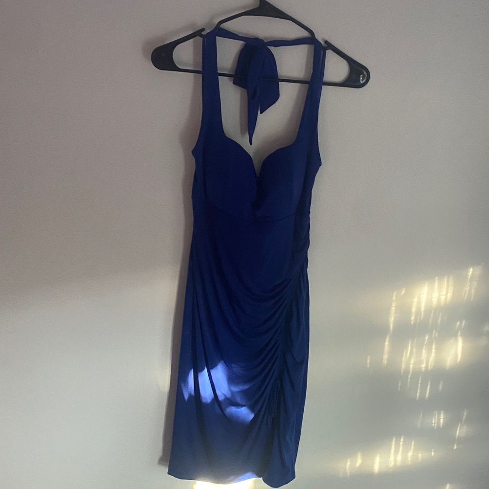 Elegant Blue Halter Dress